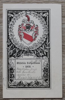 AK München / 1902 / Litho / Absolvia / Luitpoldiana / Wappen mit Helm